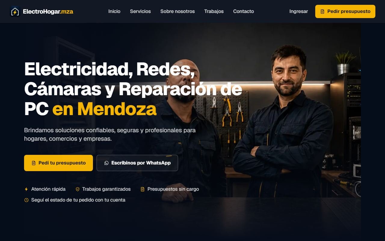 Panel administrativo y wizard de presupuestos de ElectroHogar.mza